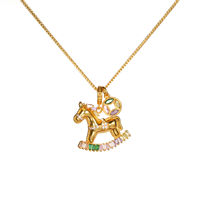 TANGPEI Collier pendentif cheval à bascule en alliage de cuivre doré, bijoux de mode