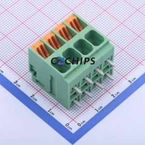 KF207R-6.35-4P Spring Terminal Block Bent Lead Through Hole,P=6.35mm Connector 1x4P 6.35mm Green 4P - Product Image 1