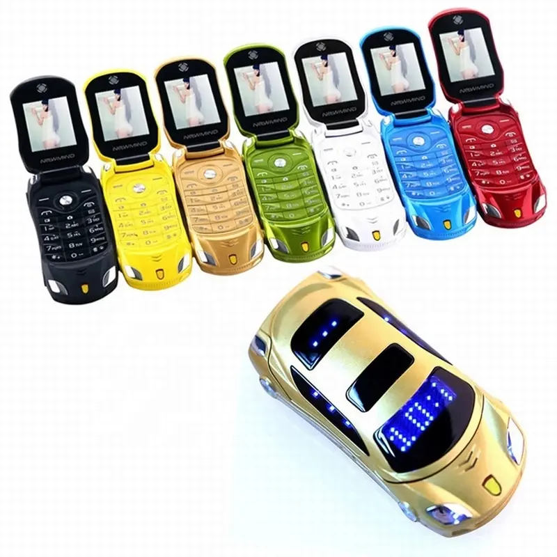 Newmind F15 Flip Cellphone Car Shape Flashlight Dual SIM Card Small Children Mini Mobile Phones