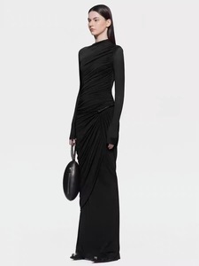 Elegante Abito Lungo <span class=keywords><strong>Marrone</strong></span> Plissettato di Alta Qualità Vietnam 2026 Ramadan Nuovo Abito da Sera Lungo <span class=keywords><strong>in</strong></span> <span class=keywords><strong>Maglia</strong></span> Elasticizzata - Product Image 3