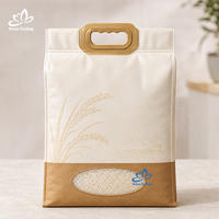 Sac d'emballage pour riz 5 kg à soufflets latéraux haute barrière, personnalisé avec logo imprimé, sac pochette robuste de qualité alimentaire pour la vente en gros