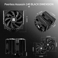 Thermalright Peerless Assassin 140 Black CPU Cooler 6 tuyaux de chaleur 1500RPM PWM PC ventilateurs pour AM5 / AM4 Lga 17xx 18xx
