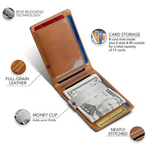 Custom Front Pocket <b>Wallet</b> Men Slim Purse <b>Rfid</b> Blocking Money Clip Microfiber Leather Man Slim <b>Wallets</b> - Product Image 3