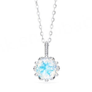 สร้อยคอเงินแท้ 925 ดีไซน์แฟชั่น ประดับพลอยมูนสโตนธรรมชาติทรงกลม สำหรับคนเกิดเดือนมิถุนายน ขายส่ง - Product Image 2