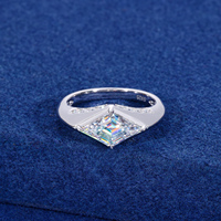 3,5 Karat Moissanit-Diamant im Rhombus-Schliff, 925 Sterling Silber Ehering, Jubiläums-Verlobungsschmuck, Geschenk für Frauen
