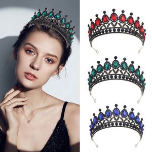 Diadema de Aleación con Diamantes Rojos Barrocos Plateados, Accesorios de Alta Costura para Bodas y Banquetes, para Novias y Damas de Honor - Product Image 3