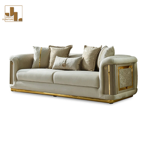 Hotel im italienischen Stil Villa 3 2 1 Akzent Sofa Modernes Wohnzimmer Wohnzimmer Luxus Khaki Samt Sofa Möbel Set - Product Image 1