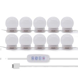 Lampes de courtoisie USB style vanity, 10 ampoules LED à intensité variable pour miroir de maquillage et coiffeuse - Product Image 1