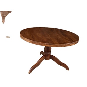 <b>Round</b> Wooden <b>Dining</b> <b>Table</b> <b>Solid</b> <b>Wood</b> Pedestal Base Classic Furniture Modern Home Restaurant Interior Design - Product Image 3