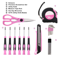 Kit d'outils ménagers rose pour femmes, ensemble d'outils portables avec pochette de transport facile, parfait pour les projets de bricolage, entretien de la maison, 71 pièces