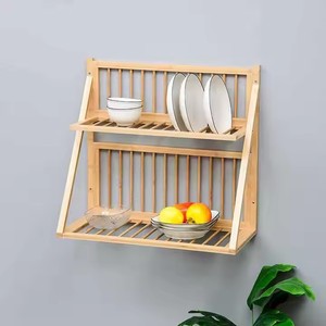 Venta al por mayor muebles de cocina estante para platos montado en la pared estante para platos de madera tradicional estante de almacenamiento de platos de madera - Product Image 4