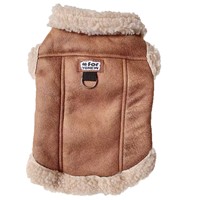Chaqueta de Motero para Mascotas con Forro Polar y Hebilla de Tracción, Abrigo Cálido para Perros con Cuello de Lana de Cordero para Bichón y Teddy