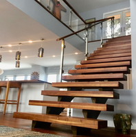 Prima Escalier d'intérieur classique personnalisé Escaliers d'intérieur modernes avec bande de roulement en bois Led escaliers marches escalier en résine de bois