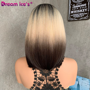 Perruque synthétique courte et droite DREAM ICE'S, blonde brune, bob avec <span class=keywords><strong>frange</strong></span>, résistante à la chaleur, 12 pouces, densité 150%, pour femmes, quotidienne, douce, sans nœuds - Product Image 6