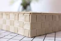 Panier de rangement peu profond en nylon tressé écologique décoratif avec couvercle et étagère multifonctionnelle pour la décoration intérieure