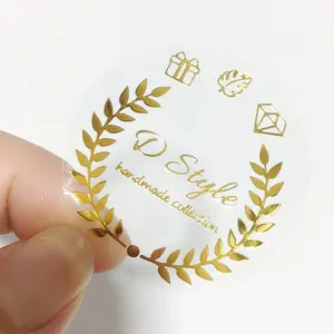 Beste Kwaliteit Goud Stempelen Aangepaste Sticker Roll Logo Cirkel Label Sticker Custom Transparante Sticker Label Gestanst