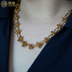 Zhenzxi-<span class=keywords><strong>Cadena</strong></span> de diseño de nudo grueso para <span class=keywords><strong>hombre</strong></span> y mujer, collar de latón amarillo de alta calidad, oro de 18K, resistente al deslustre, gran oferta de <span class=keywords><strong>Amazon</strong></span> - Product Image 3