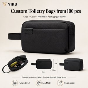 Sac de toilette pour <span class=keywords><strong>homme</strong></span> personnalisé en <span class=keywords><strong>cuir</strong></span> PU, <span class=keywords><strong>pochette</strong></span> de voyage, organiseur de cosmétiques avec poignée, fabricant OEM ODM, étiquette privée - Product Image 4