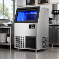Machine à glaçons compacte commerciale 100 kg, double alimentation en eau : robinet direct et option eau en bouteille