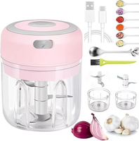 Hachoir à ail électrique portable de qualité alimentaire avec charge USB, lames en acier inoxydable et plastique PP