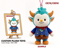 Porte-clés en peluche personnalisé, personnage de dessin animé mignon, jouet en peluche pour cadeau d'entreprise, OEM ODM, porte-clés en peluche personnalisé