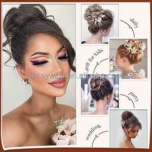 Vente en Gros Postiche <span class=keywords><strong>Chignon</strong></span> Ponytail en Soie Synthétique avec Ornement en Disque et Pince Crabe Bouclée pour <span class=keywords><strong>Mariage</strong></span> pour Femme - Product Image 5