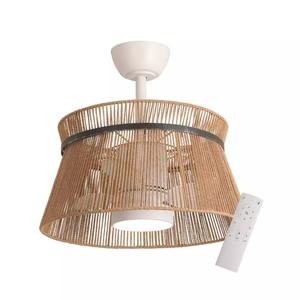 Rattan Woven <b>LED</b> <b>Ceiling</b> <b>Fan</b> <b>with</b> <b>Light</b> Vintage Style, Simple Pendant Lamp for Living Room bar Decoration - Product Image 1