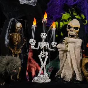 Halloween Festival Decoration Factory Price Skeleton LED Candle Holder Light Family Outdoor Party With Free Sample