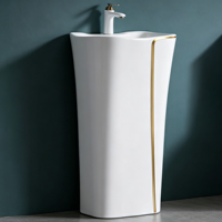Lavabo sur pied en céramique, articles sanitaires modernes français, lavabo sur colonne pour salle de bain