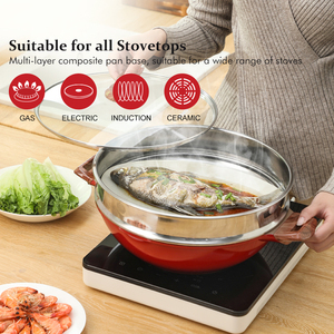 Poêle à frire profonde en aluminium moulé sous pression avec revêtement céramique sain Donnor, <span class=keywords><strong>casserole</strong></span> peu profonde, cuiseur vapeur en acier inoxydable 304, poignée en bakélite - Product Image 4