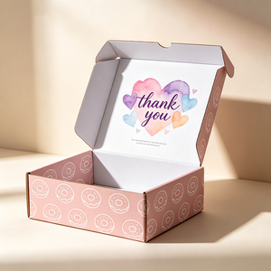 Boîte à donuts de luxe imprimée <span class=keywords><strong>double</strong></span> face rose, expédition rapide en 72h, boîte <span class=keywords><strong>d</strong></span>'expédition en carton imperméable - Product Image 1