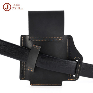 Bolso de cintura para teléfono móvil de cuero genuino para hombre con cinturón, diseño retro para uso diario - Product Image 4