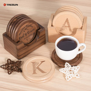 Wholesale Custom Natural Round square Thin Oak Beech <b>Bamboo</b> Acacia Walnut Drink Pot Tea <b>Coffee</b> <b>Cup</b> Plain Blank Wooden Coaster - Product Image 1