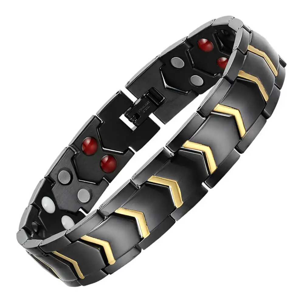 Китайские магнитные браслеты, широкие, двухрядные магнитные браслеты из био-нержавеющей стали в японском стиле, здоровые мужские магнитные лечебные браслеты