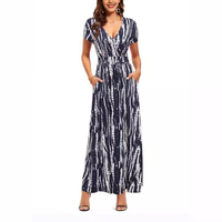 Robe Hawaïenne Imprimée Tendance 2026, Col V Ample, Manches Courtes, Coupe Trapèze avec Poches pour l'Été et la Plage