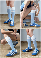 Chaussettes de yoga rayées mi-hautes pour femmes, antidérapantes avec grip en silicone, chaussettes de Pilates côtelées en coton, chaussettes longues pour barre