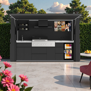 Weatherproof <strong>Free</strong> <strong>Standing</strong> Outdoor BBQ <strong>Kitchen</strong> <strong>Unit</strong> with Drink Bar for Backyard Garden - Product Image 1