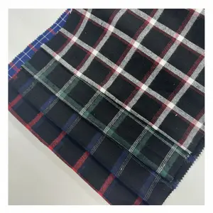 Polycotton Cotton Plaid Yarn-Dyed Check Fabric TC Brushed 100% Cotton Check Woven Yarn Dyed Flannel Fabric For Shirt