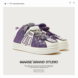 รองเท้าเทรนด์แห่งชาติ - เชือกผูกรองเท้าสองเส้น สไตล์สตรีท รองเท้าบอร์ดสีม่วง รองเท้าคู่สำหรับผู้ชายและผู้หญิง รองเท้าโลฟเฟอร์ - Product Image 3