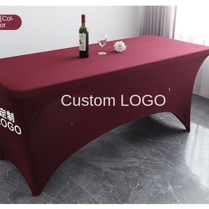Cubierta de mesa de <span class=keywords><strong>publicidad</strong></span> moderna Mantel elástico Capa de aire Logotipo impreso Puesto de exposición Mantel Uso en el hogar Estilo de seda de leche - Product Image 3