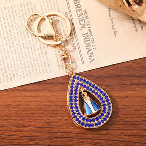 Porte-clés en alliage de zinc avec médaille Miracles Catholiques, Notre-Dame de la Conception Apparue, Nossa Senhora Da Aparecida, strass doré, effet lumineux - Product Image 4