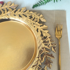 Plato de Presentación de Plástico Dorado de 13 Pulgadas con Diseño de Hojas Caladas, Ecológico y de Lujo, CRONY YCY36, para Bodas y Fiestas - Product Image 6