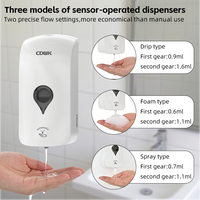 Distributeur de savon intelligent mural en mousse 1000 ml, distributeur automatique de désinfectant liquide sans contact à détection automatique