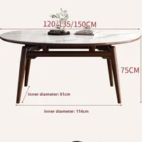 Table ronde extensible en pierre frittée de style nordique pour salle à manger, table pliante en ardoise massif pour petits appartements