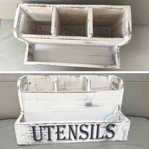 Porta utensili da <span class=keywords><strong>cucina</strong></span> Extra Large, Organizer in legno bianco <span class=keywords><strong>per</strong></span> <span class=keywords><strong>cucina</strong></span>, utensile da <span class=keywords><strong>cucina</strong></span> rustico - Product Image 3