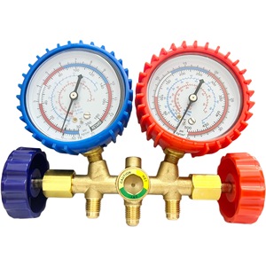 CT-536 Manomètre double pour systèmes CVC, kit de climatisation, outil de réfrigérant avec accessoires R22, manomètre de réfrigérant - Product Image 3