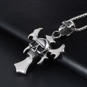 Stainless Steel Skull <b>Cross</b> Pendant Necklace SP502 Fashion Jewelry - Product Image 3