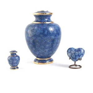 Kan EXIMPO-urnas de cremación de Metal, diseño de flores azules, venta al por mayor - Product Image 1