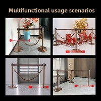 Barrière multifonctionnelle de conciergerie d'hôtel, type poteau, avec cordon de 1 mètre, remplissable d'eau, surface brossée, pour galerie d'art