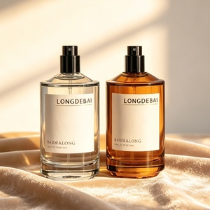 Flacon de parfum vide en verre ambré de luxe en gros, cylindrique, avec pulvérisateur, 30ml, 50ml, 100ml, 250ml, avec autocollant - Product Image 2